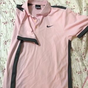 Men’s Nike Golf Shirt Dri-fit Medium Pink Gray